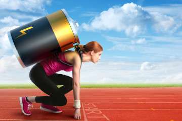 Woman preparing to run with a battery on her back; Shutterstock ID 202883830; user id: 13315323; user email: info@qdaily.com; user_country: China; discount: 38%