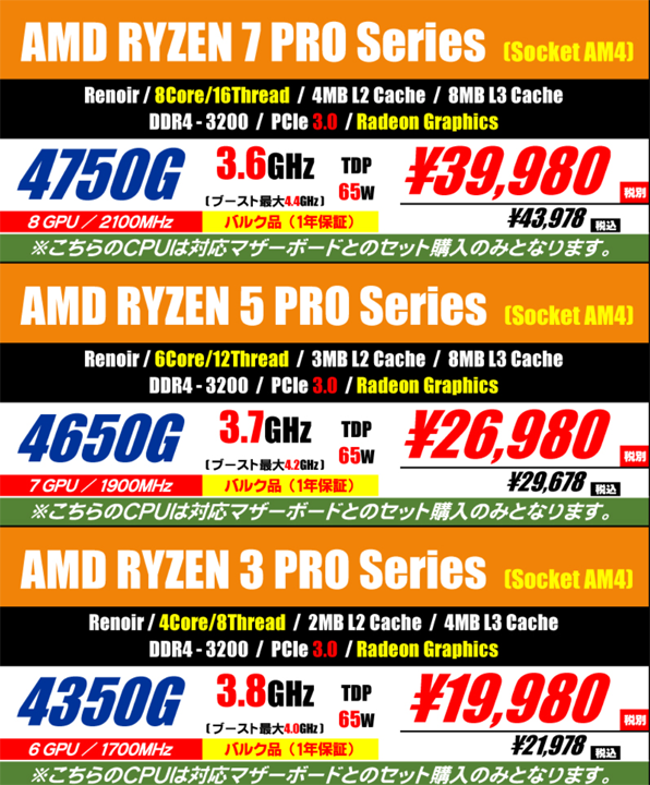AMD 7nm Ryzen 4000G系列暫不零售日本店家偷跑簡陋包裝、貴的誇張